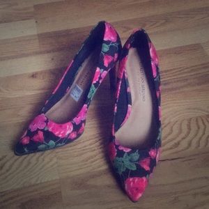 Christian Siriano Black Floral Heels